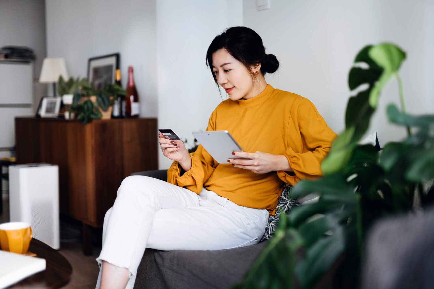 Woman verifying her identity online
