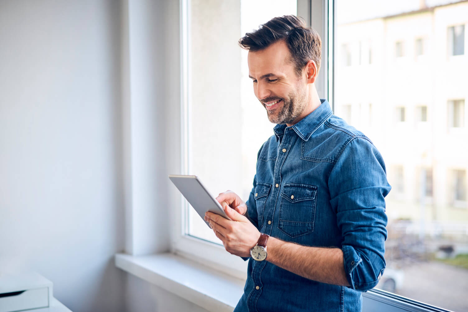 Man submitting his details online