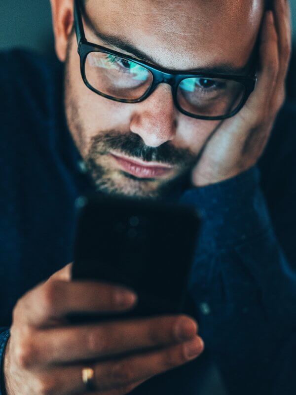 Man completing background checks online